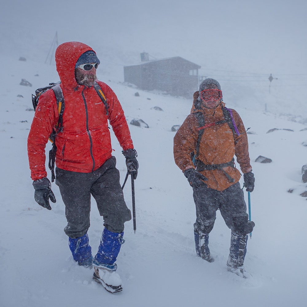 Leaving the hut